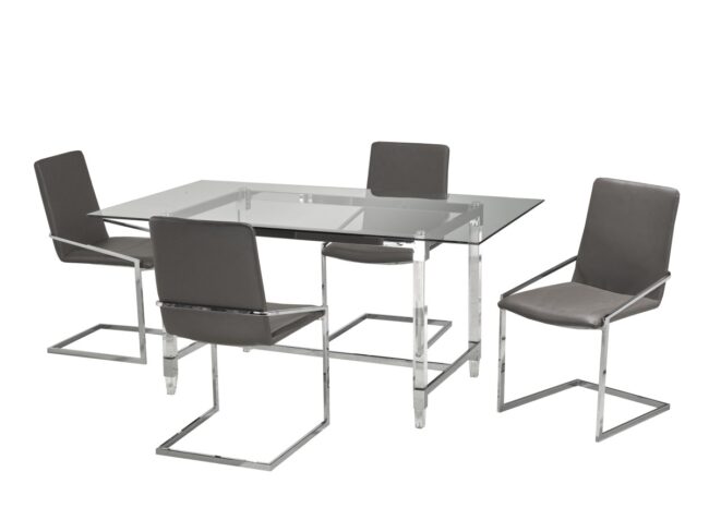 61537 5-PIECE DINING SET - GREY - Image 2