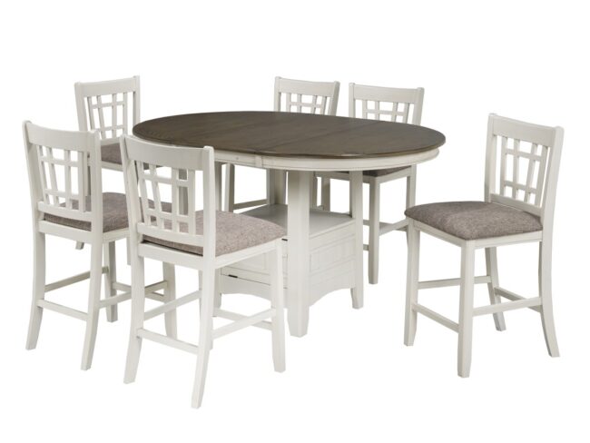 TN-4560 W-7 7-PIECE COUNTER SET - WHITE/OAK
