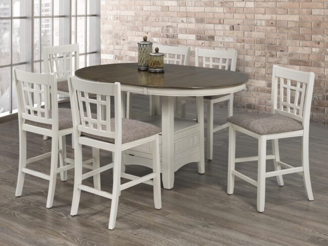 TN-4560 W-7 7-PIECE COUNTER SET - WHITE/OAK - Image 2
