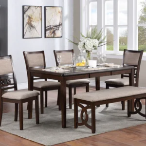 Gia 6 PC Rectangular Dining Set (Cherry)