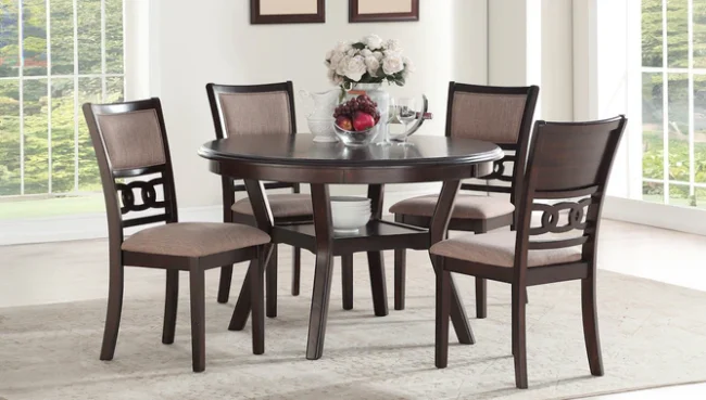 Gia 5 PC Round Dining Set (Cherry)
