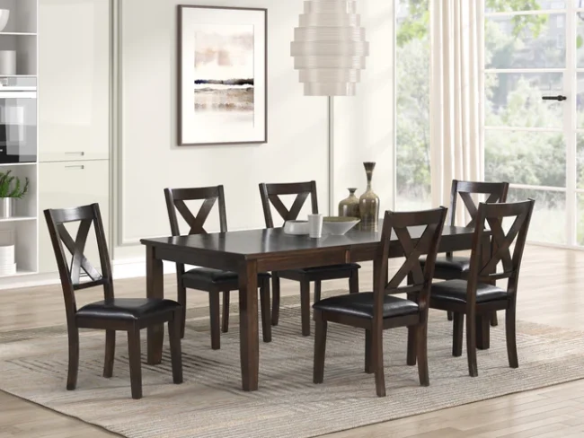 Aries 78" 7 PC Dining Set (Butterfly Leaf)