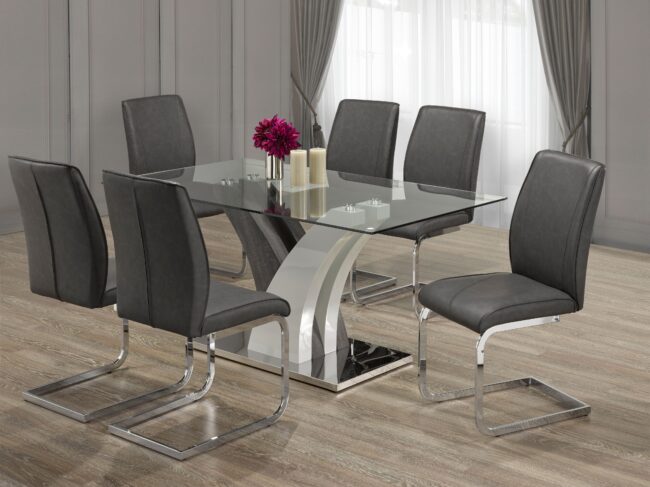 4020 7-PIECE DINING SET - GREY - Image 2