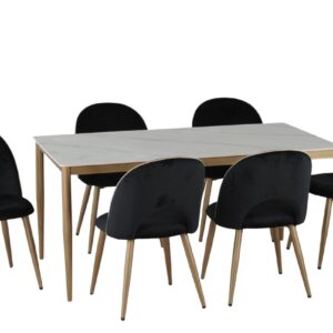 15655 7-PIECE DINING SET - WHITE/GOLD/BLACK