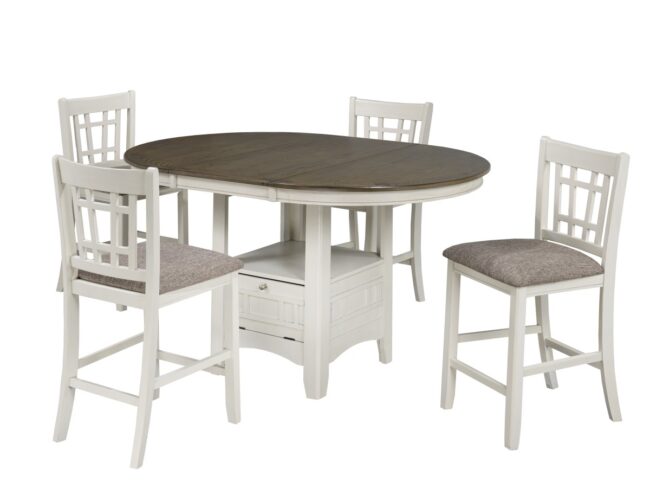 TN-4560 W-5 5-PIECE COUNTER SET - WHITE/OAK