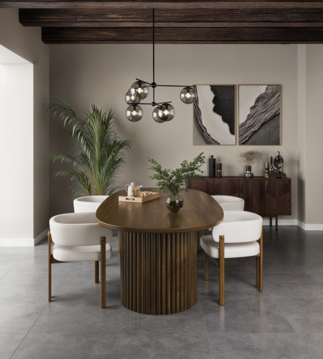 3228672 Odilia 5-PIECE DINING SET - WALNUT/CREAM