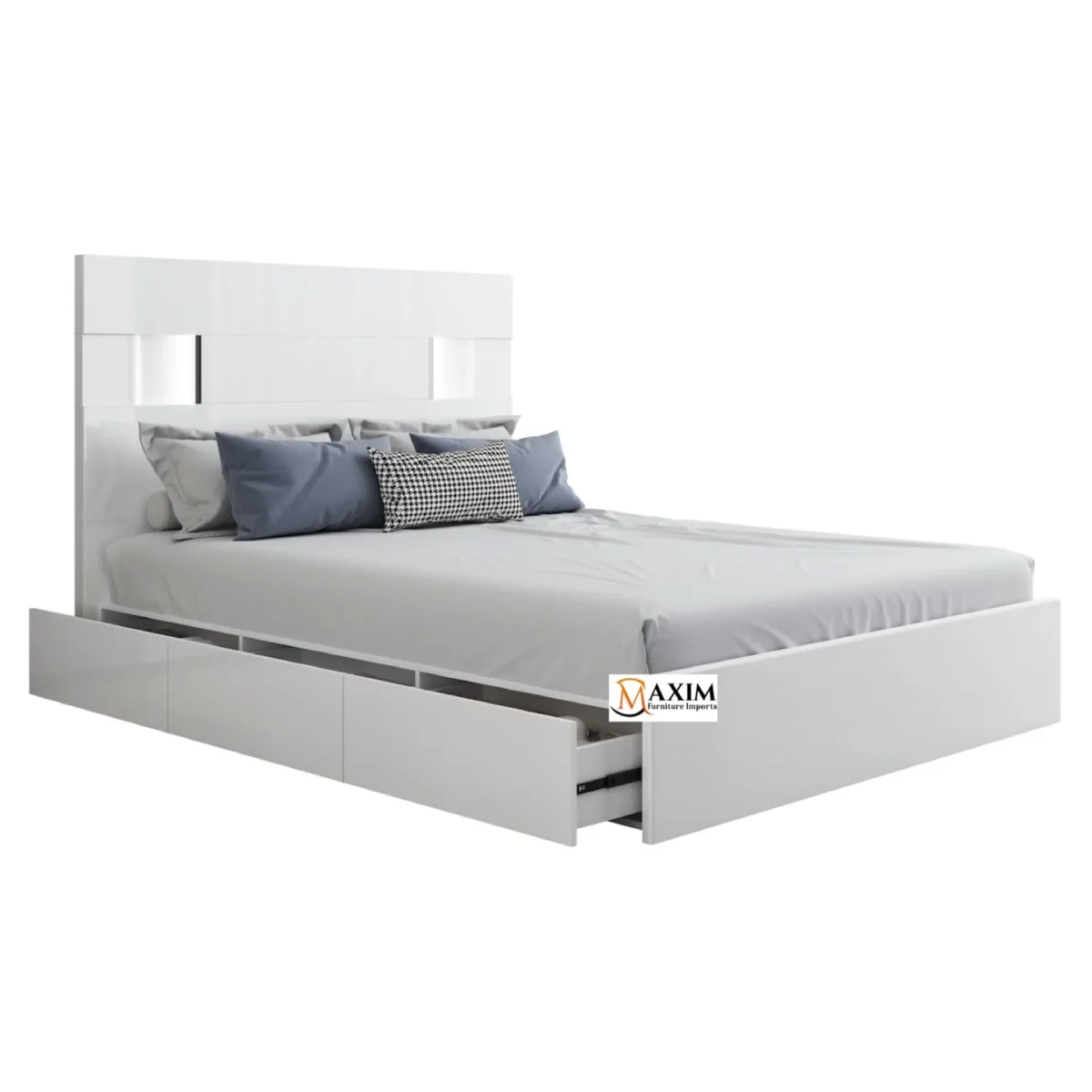Amsterdam White High-Gloss Lacquer Bedroom Set