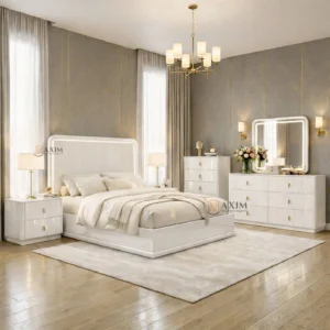 Averra Hydraulic Lift-Up Storage Bedroom Set (White)