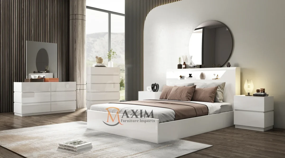 Enzo High Gloss Lacquer Storage Bedroom Set