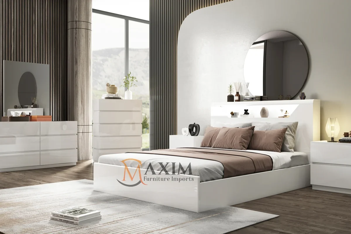 Enzo High Gloss Lacquer Storage Bedroom Set